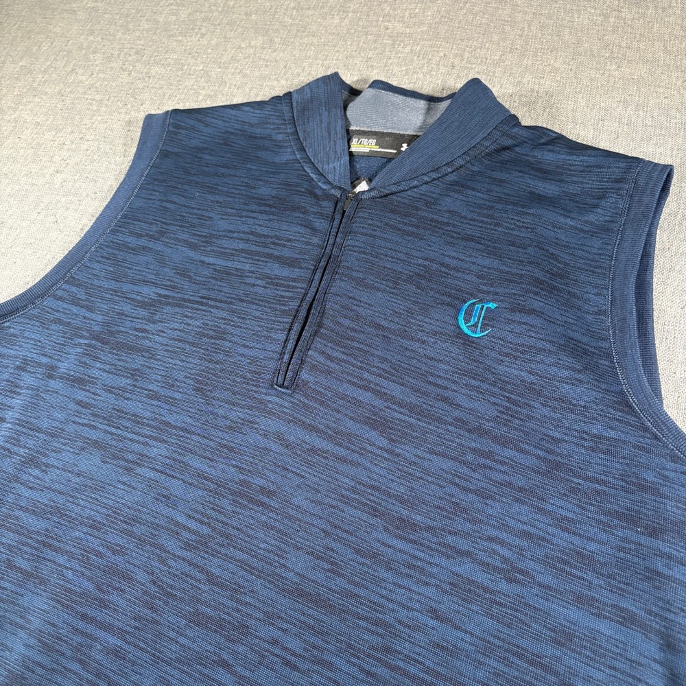 Under Armour Golf Vest Mens XL Blue Storm 1/4 Zip Space Dye UM1264